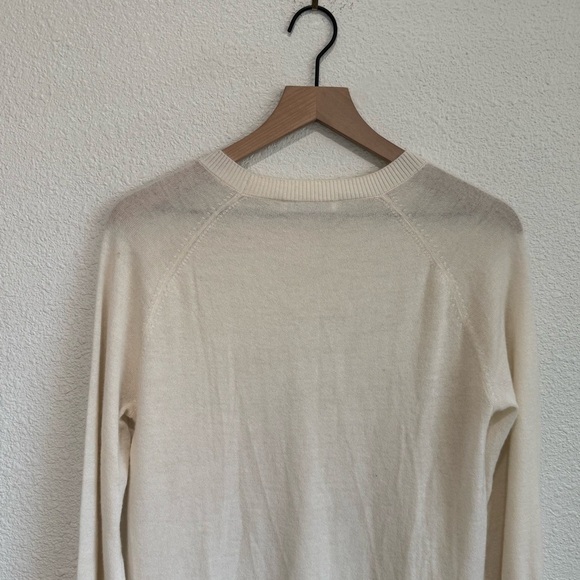 Frame Womens Medium 100% Cashmere Crew Neck Off White Casual Minimalist Sweater - Picture 7 of 11